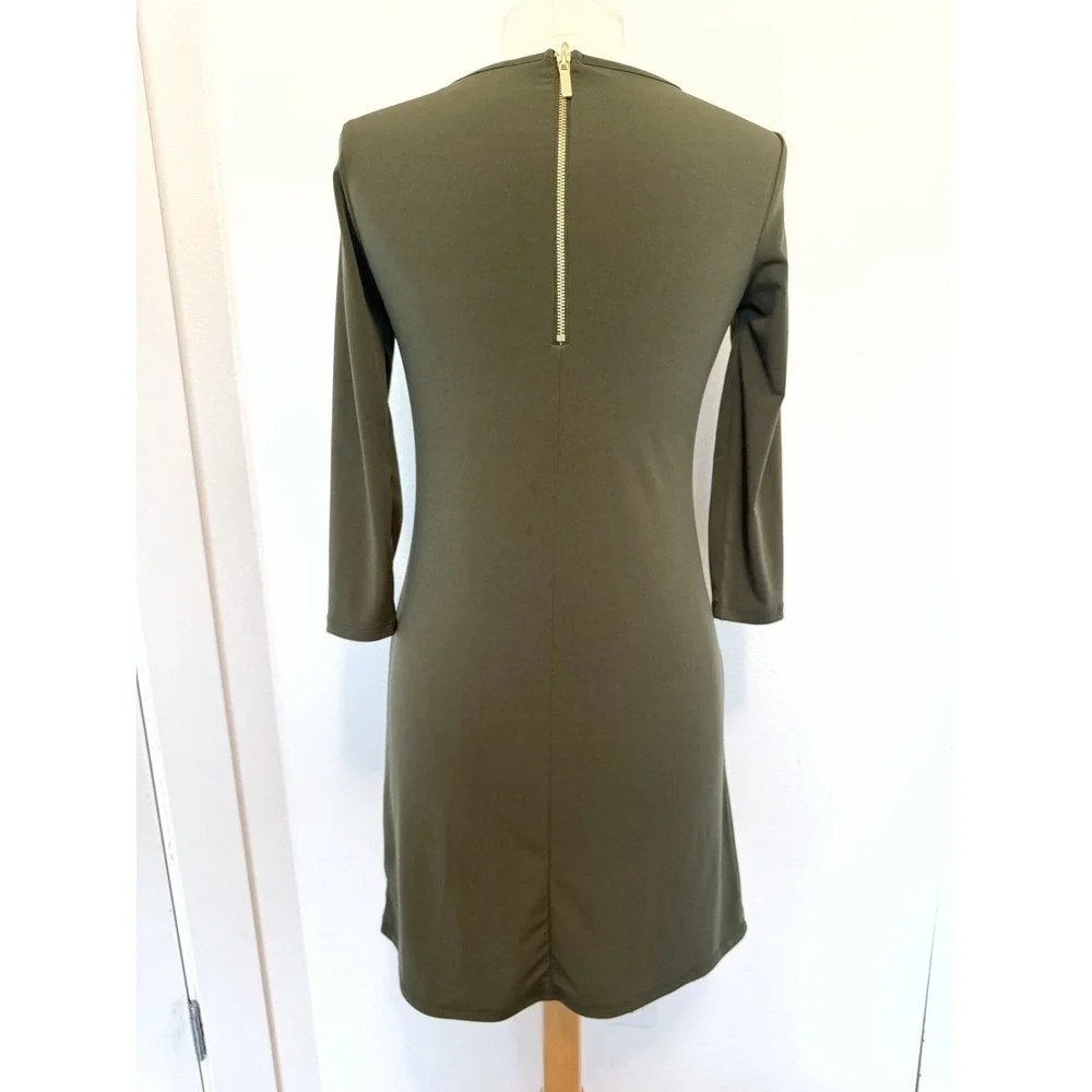 Michael Kors Dress Women's Olive with Gold Zippers Women's XS preppy Office Y2K